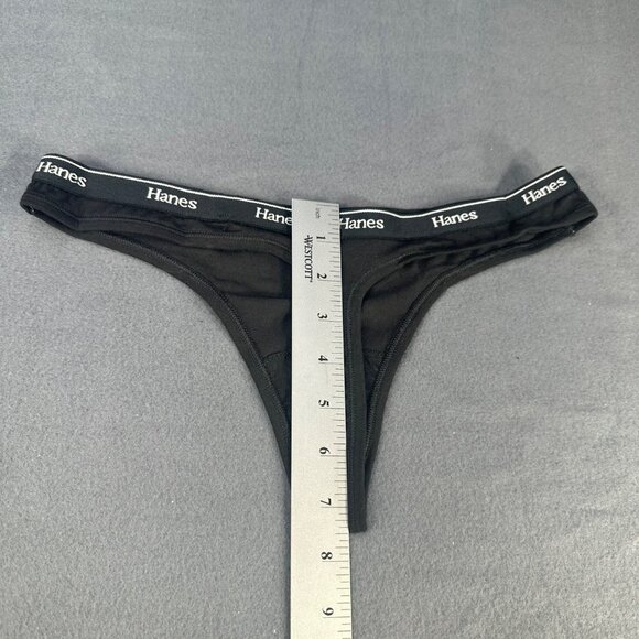 Hanes Womens Size Small 5 Panty Thong Cotton Stretch Black New Without Tags - Picture 6 of 6